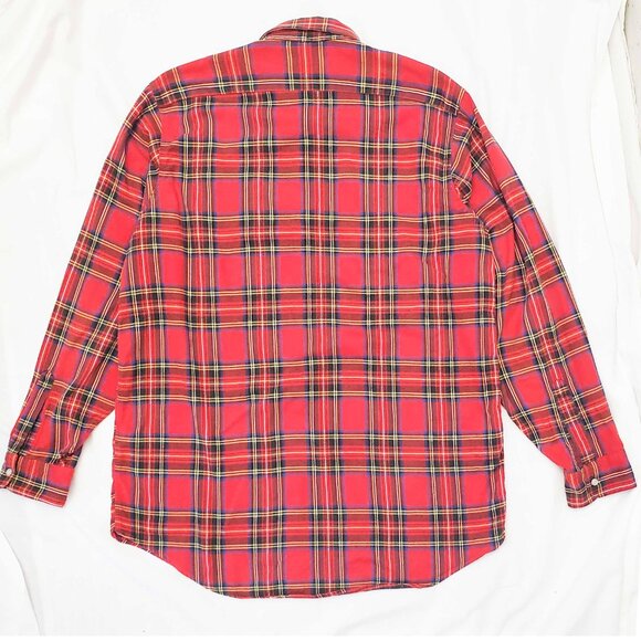 Vintage  L.L.Bean Mens Red Scotch Plaid Flannel Shirt Button Down USA XL - Picture 4 of 4